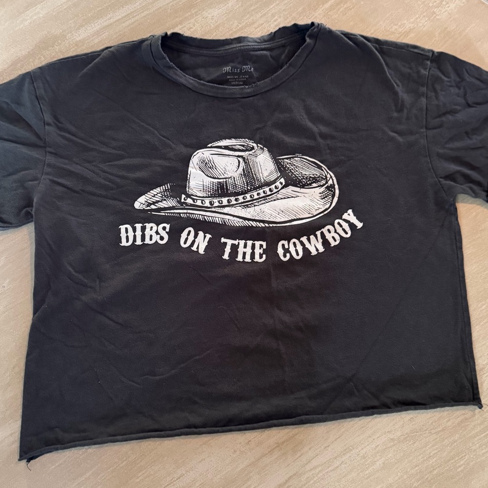 Miss Me Black Graphic Crop Top with Cowboy Hat